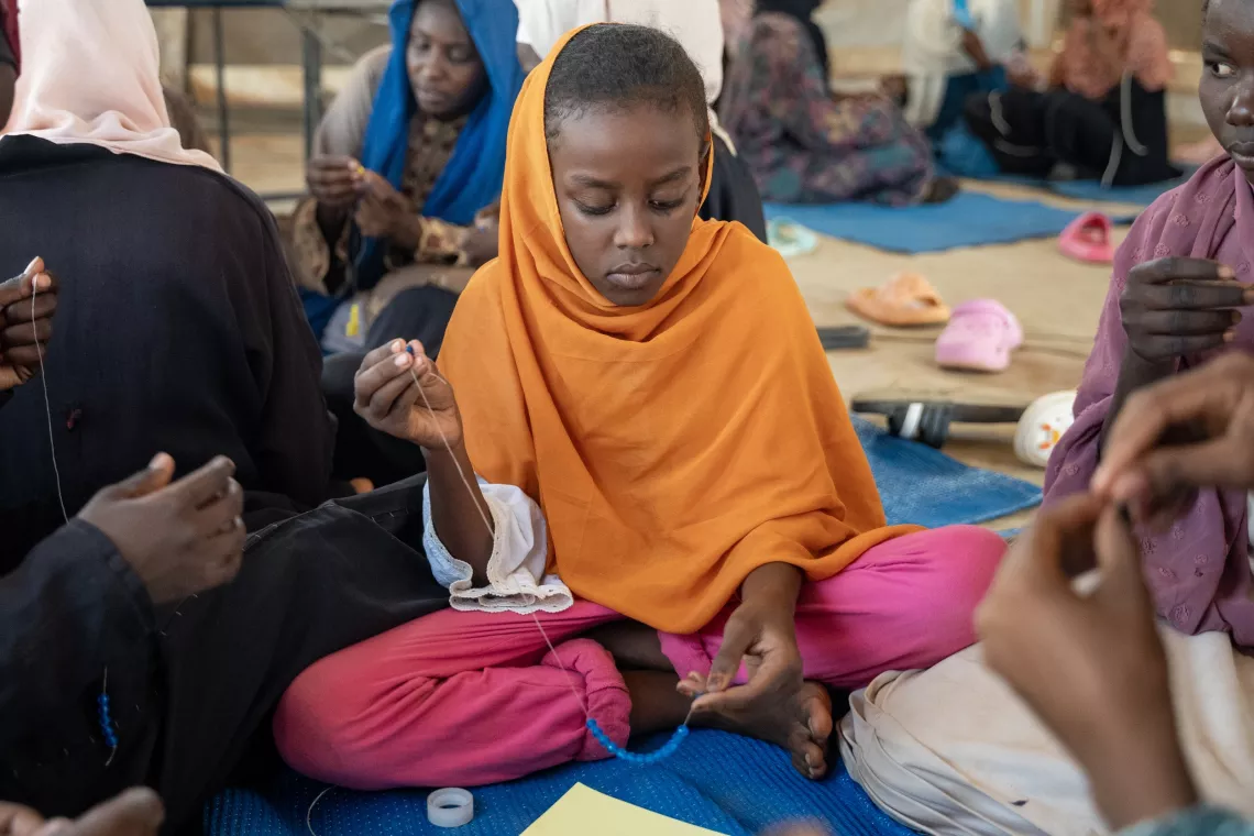 adolescents, adolescent girls, skilling, UNICEF clubs, adolescent clubs, conflict, war, Sudan, child friendly spaces