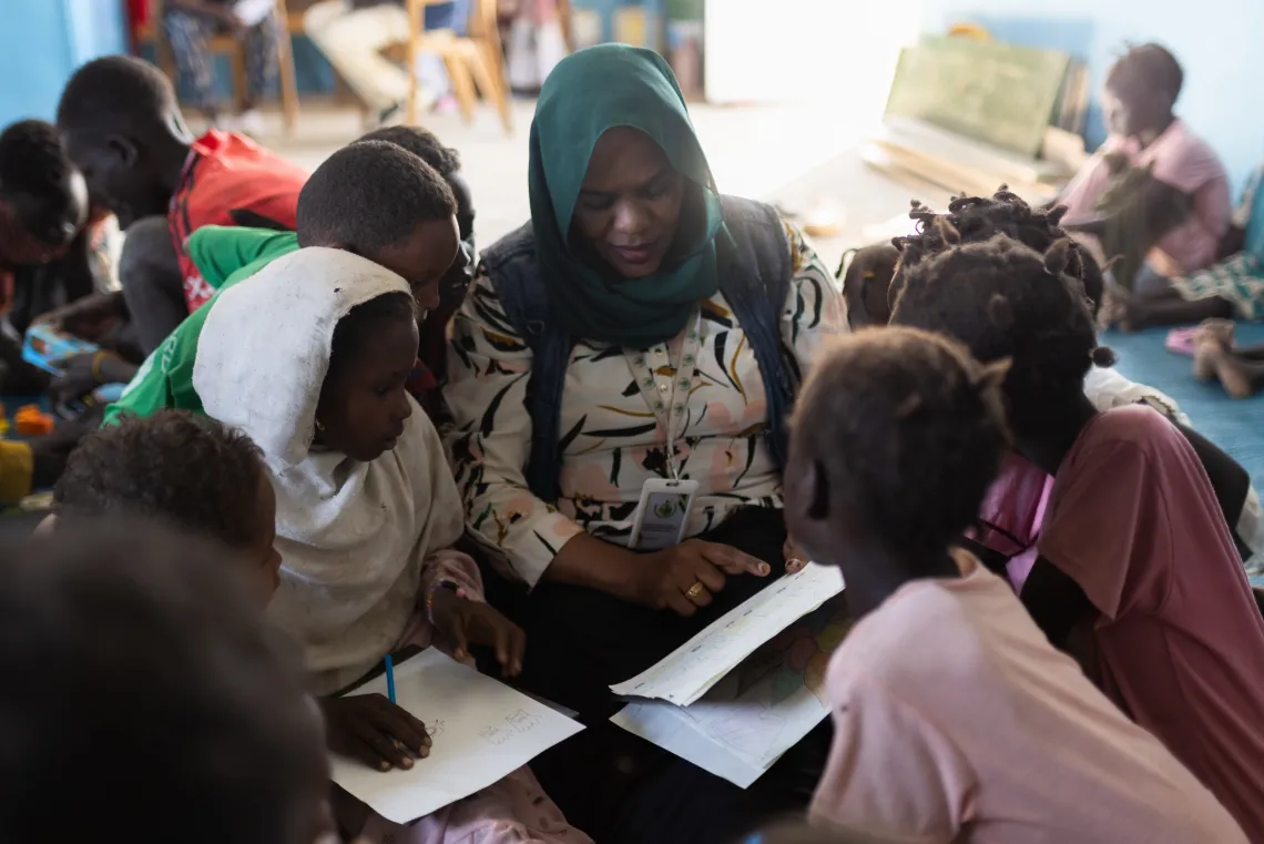 PROSPECTS, refugees, displaced children, child friendly spaces, CFS, safe environments for children affected by conflict, play, psychosocial support, heal, drawing, Sudan, UNICEF, 
