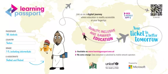 education, e-learning, learning passport, microsoft, UNICEF, Sudan, learning
