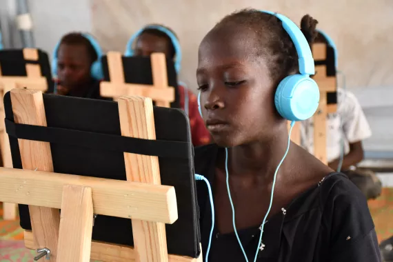 child friendly spaces, e-learning centres, conflict, displaced children, play, fun, learning, digital learning, UNICEF, Sudan, internally displaced children