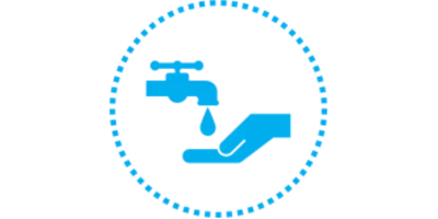 Icon showing a hand and a water tap