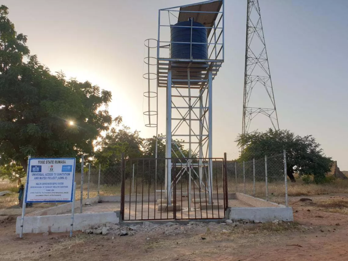A UNICEF supported solar powered borehole in Nigeria. 