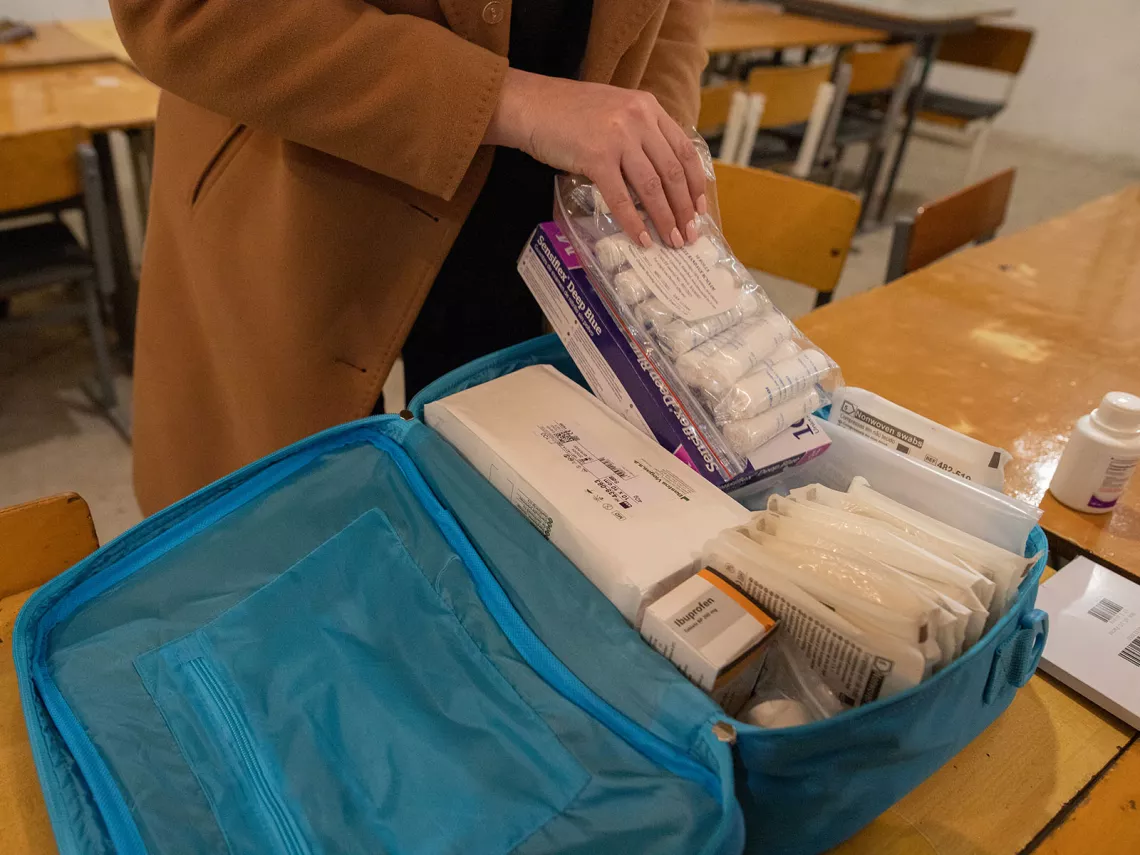 A medical kit provided by UNICEF