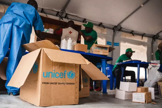 UNICEF boxes of medicines.