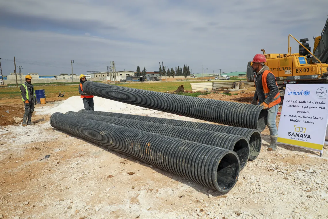 New pipes prepared for installation to replace damaged ones.