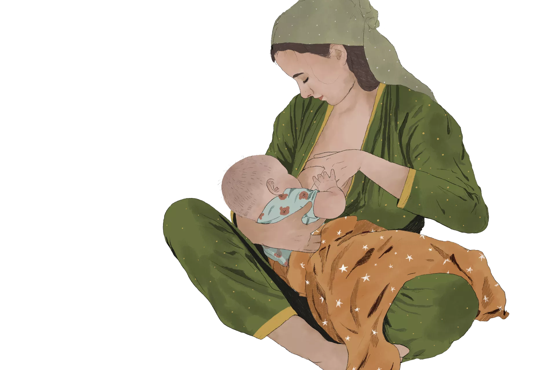 A mother breastfeeding her baby
