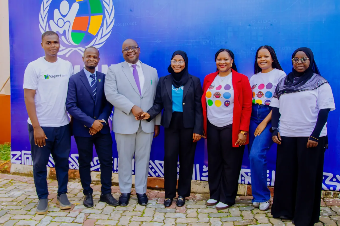 UNICEF's youth advocates and U-reporters with the Deputy Minister of Foreign Affairs and East African Cooperation, Hon. Ngwaru Maghembe at 2026 Tanzania International Model UN 