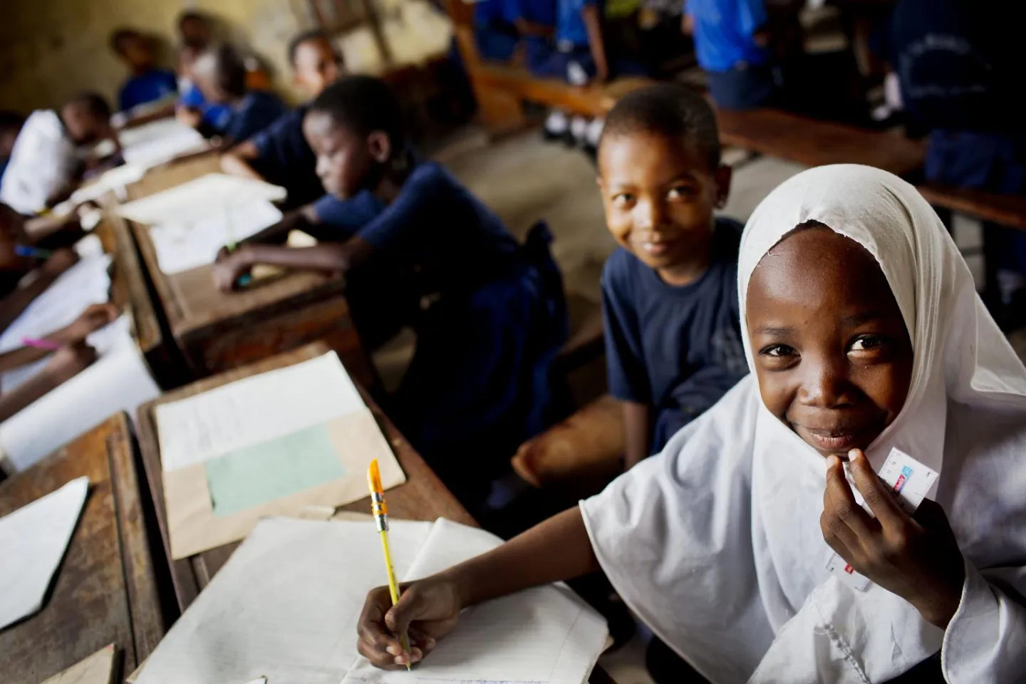 Yusla Jamanne, 9 years old, takes part in a class in which the teacher has been trained through the INSET programme that is supported by UNICEF.