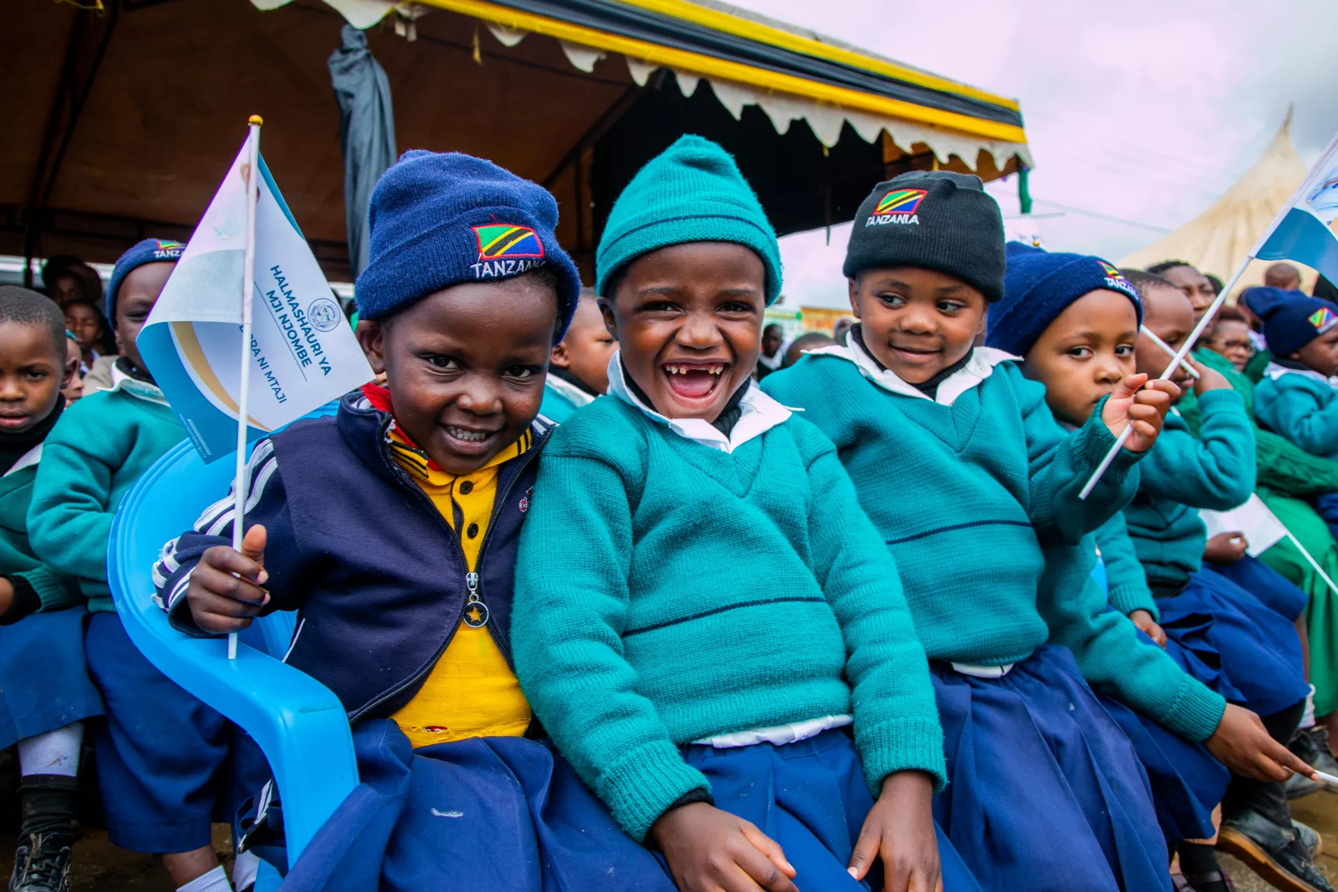 Children at the nutrition campaign launch in Njombe Region to combat high prevalence rates of stunting. 