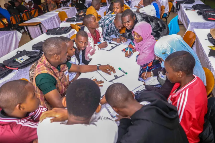 Children having a discussion at the Climate Change National Youth Council Forum, Kilimanjaro 