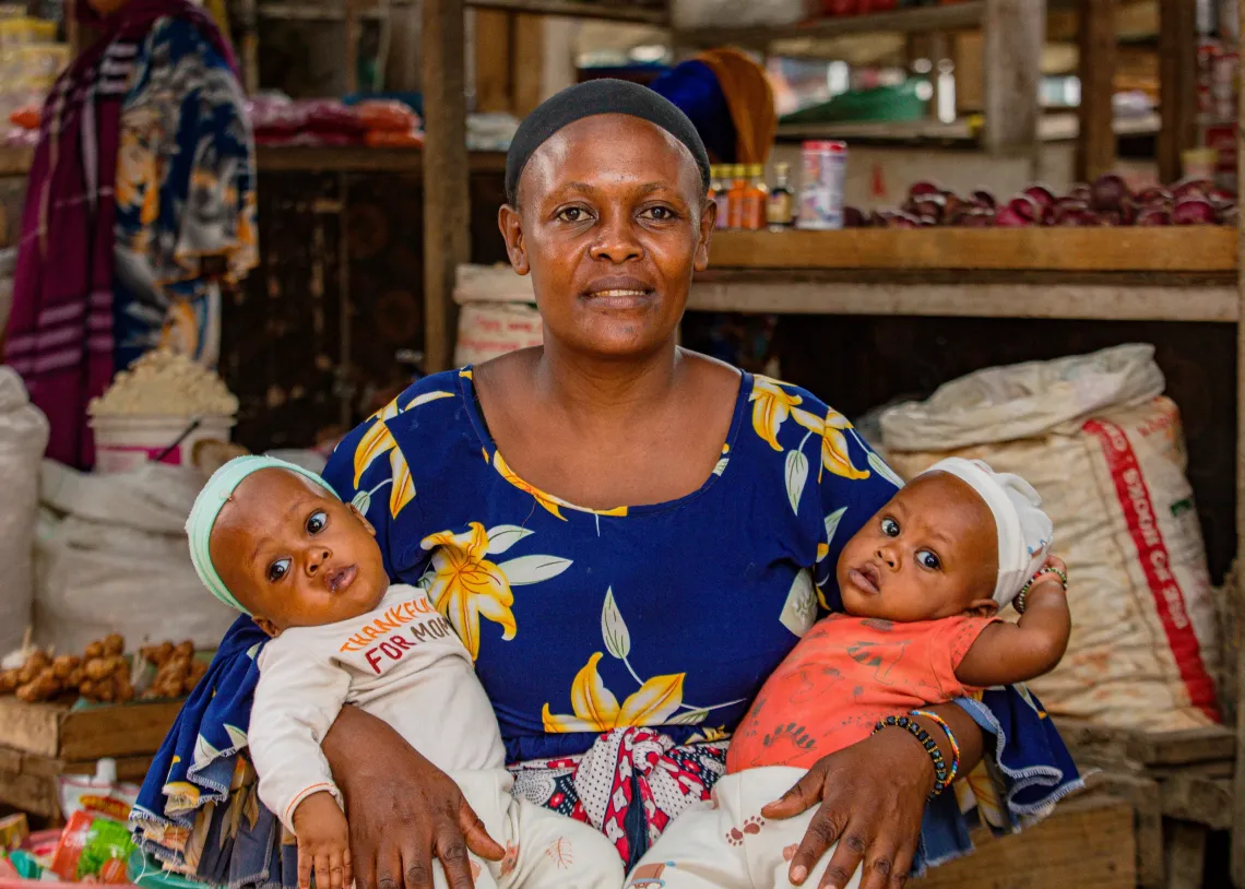 Salome Raymond Kivuyo and her twins