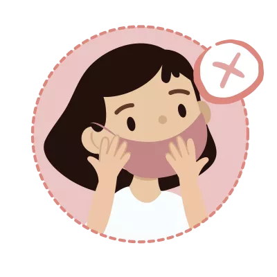 A graphic of a girl touching her facial mask.
