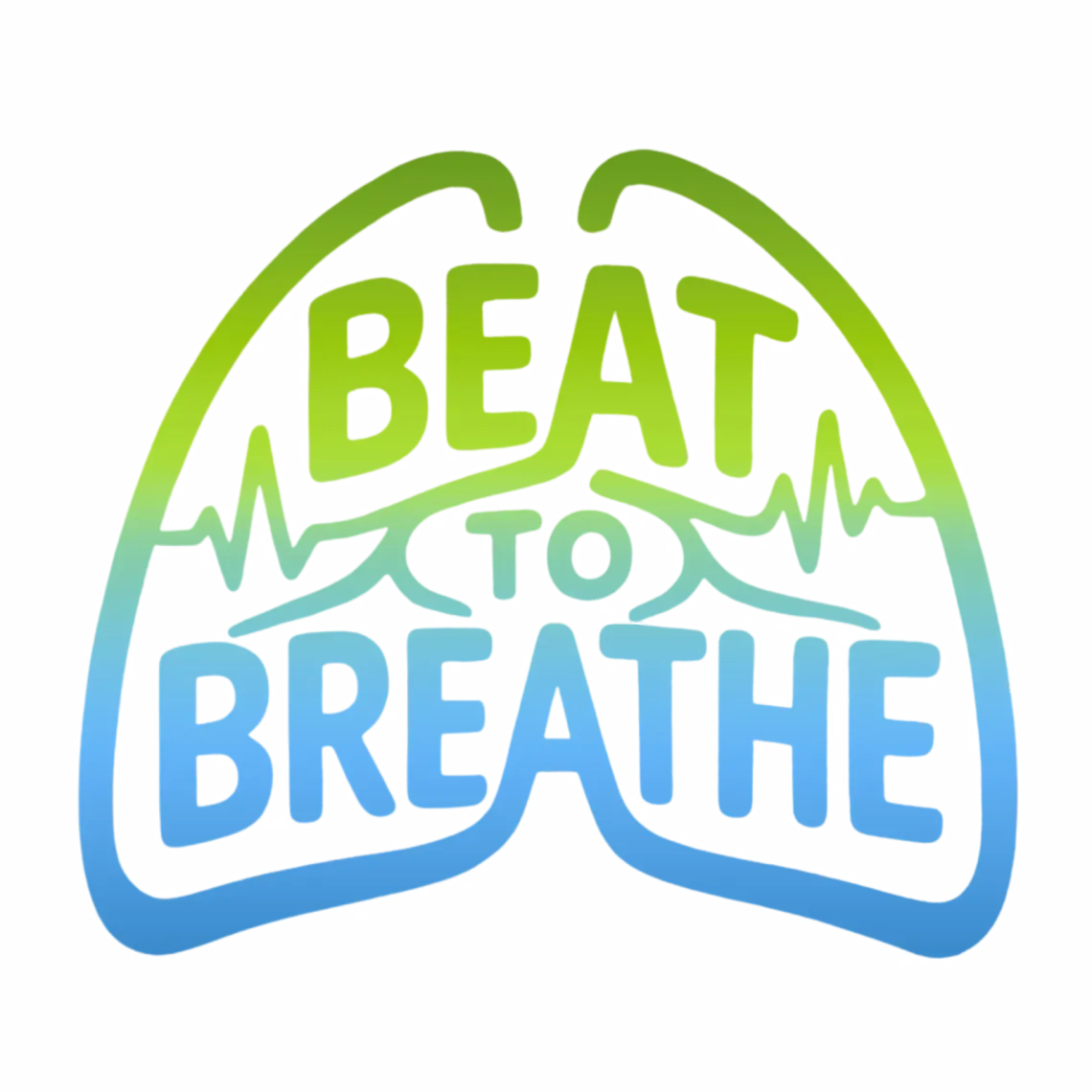 Logo for the &ldquo;Count Me In - Beat to Breathe&rdquo; campaign, featuring the words &ldquo;Beat to Breathe&rdquo; within a stylized outline of lungs.