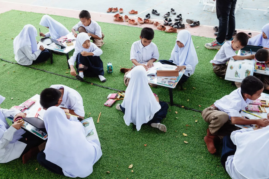 School students participated in an interactive reading session.