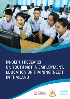 A cover of a report "In-depth research on youth not in employment, education or training (NEET) in Thailand".
