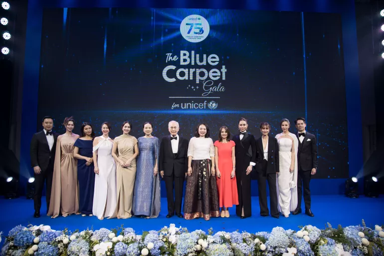 Celebrities and business leaders join the Blue Carpet Gala to celebrate 75 years of UNICEF&rsquo;s work in Thailand.