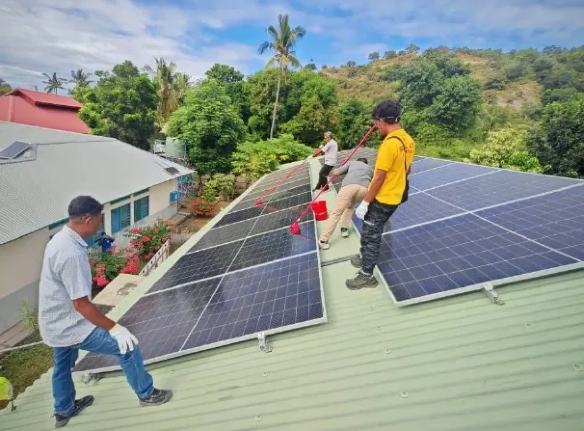 Health centre staff receiving training on routine operation and maintenance of the solar power system, back in July 2026. 