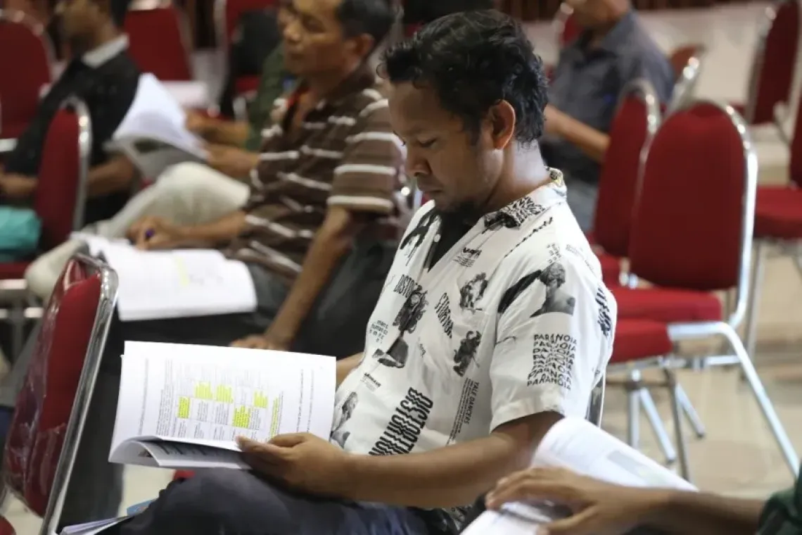 Costantino Soares participates in the Training of Trainers (ToT) for the Grade 8 New Curriculum at INFORDEPE, Dili. 