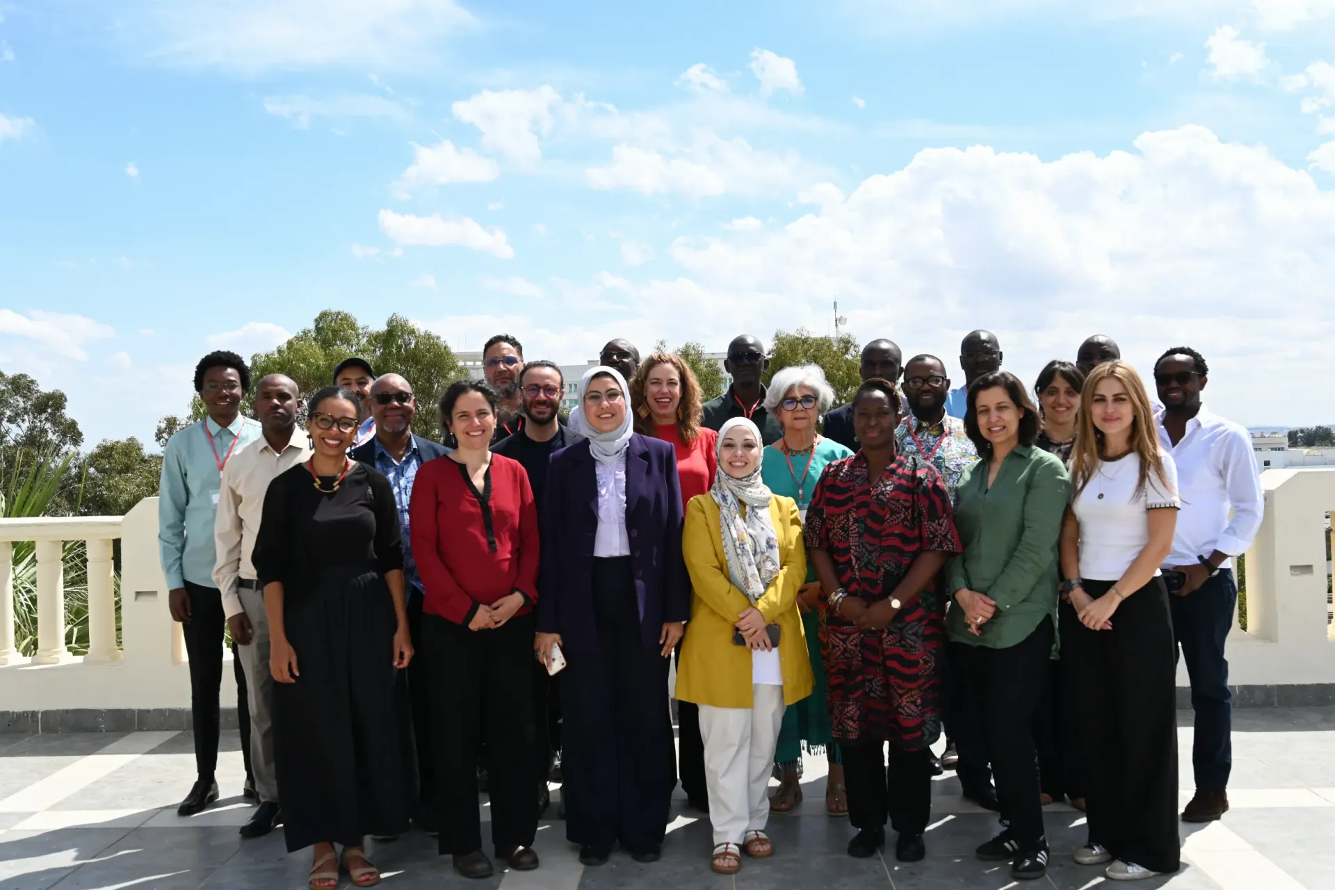 Photo de groupe des ma&icirc;tres formateurs des r&eacute;gions africaine et arabe participant &agrave; la formation des formateurs (ToT) TRANSFORM &agrave; Tunis, en Tunisie.