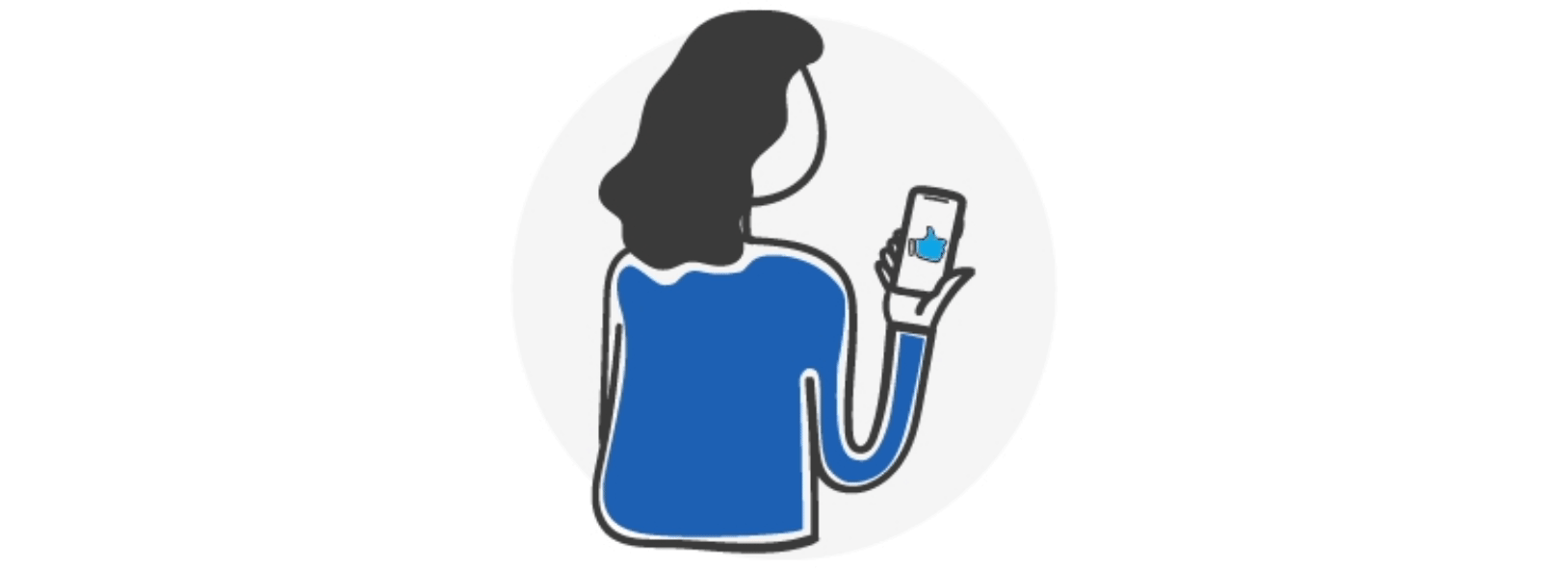 Animated image of a woman looking for a signal on her phone.