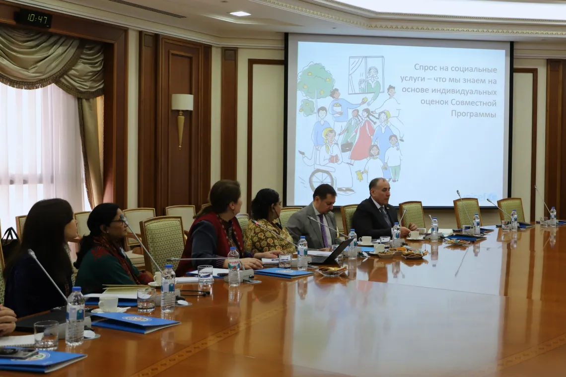 UNICEF and partners meet to discuss findings on the demand for social services based on individual assessments under the Joint Programme.