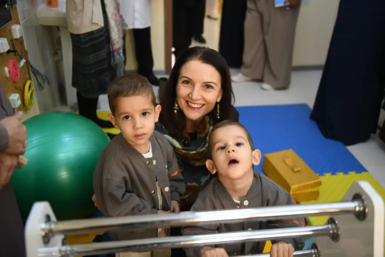 Woman with two children