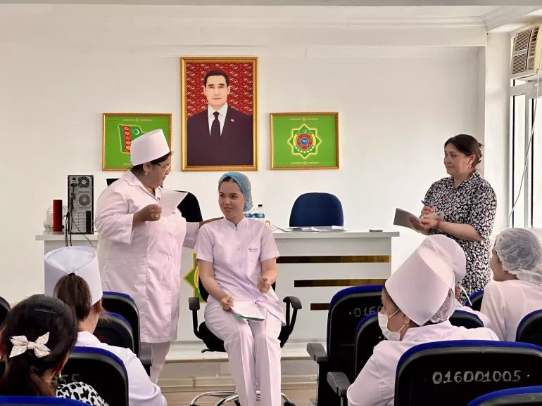 A group people in white uniforms