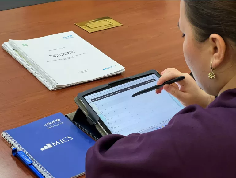 A woman using tablet