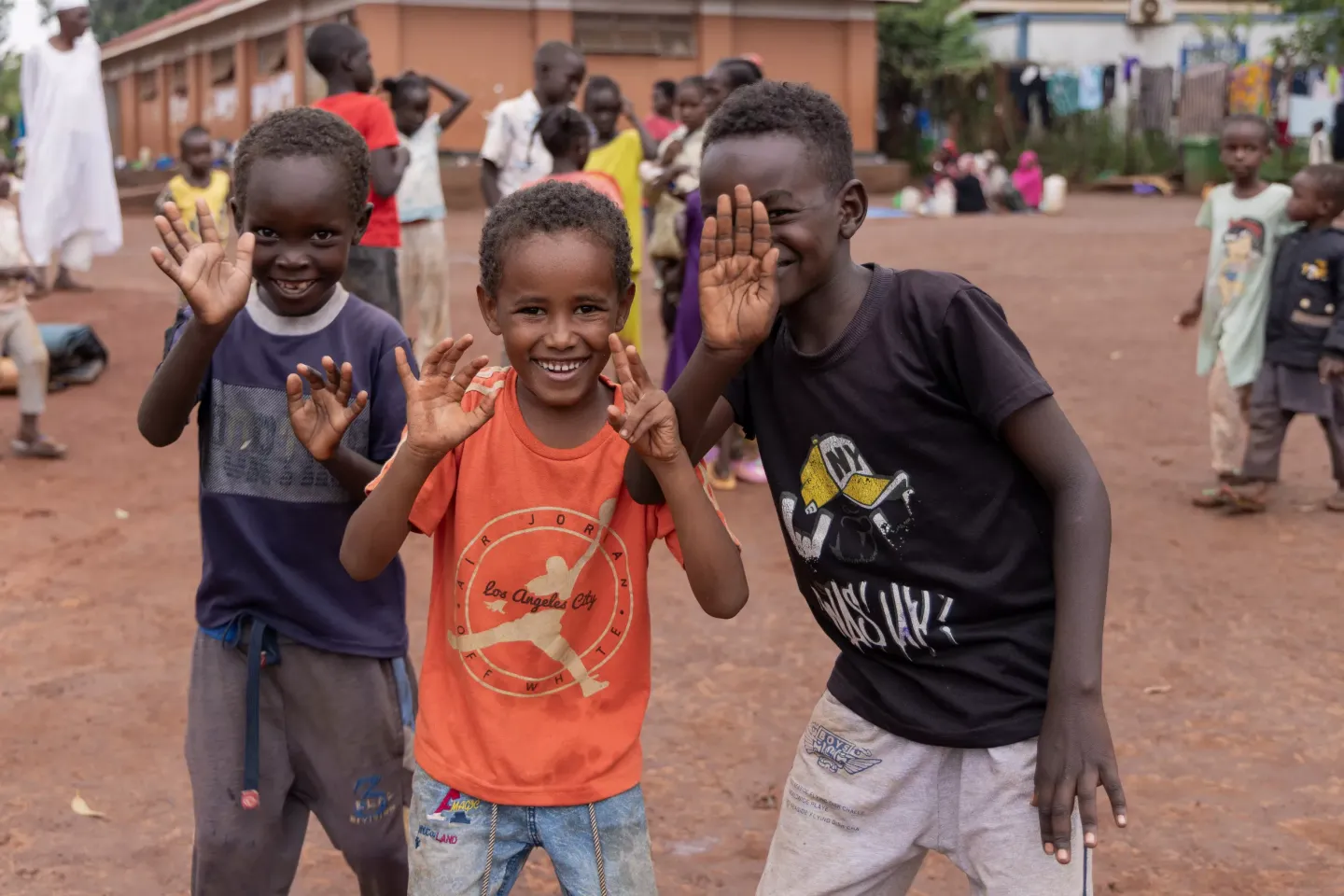 At the Child Friendly Spaces (CFSs) which have been set up at the Kiryandongo refugee settlement reception centre to rehabilitate and offer psychosocial support to children affected by the Sudan war. 