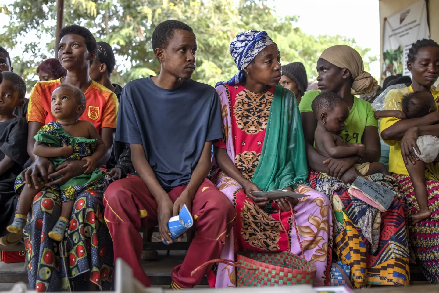 Caregivers queue with their children for nutrition screening at Nyarugugu Health Centre III in Nakivale Refugee Settlement, Isingiro District, Uganda, on September 8, 2026.