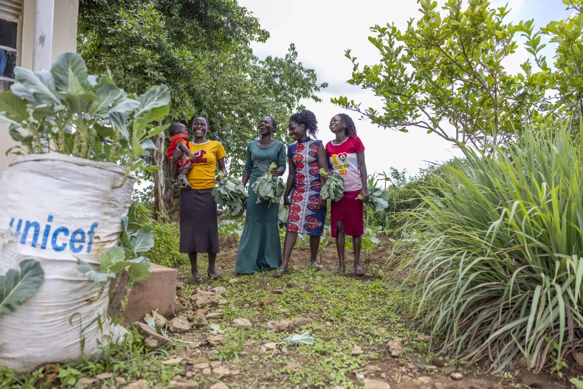 Jackline and her peers revisit the demonstration kitchen garden at the health centre, Bumooli Health Centre III, Buswale Sub-county, Namayingo District, 6 May 2025. 