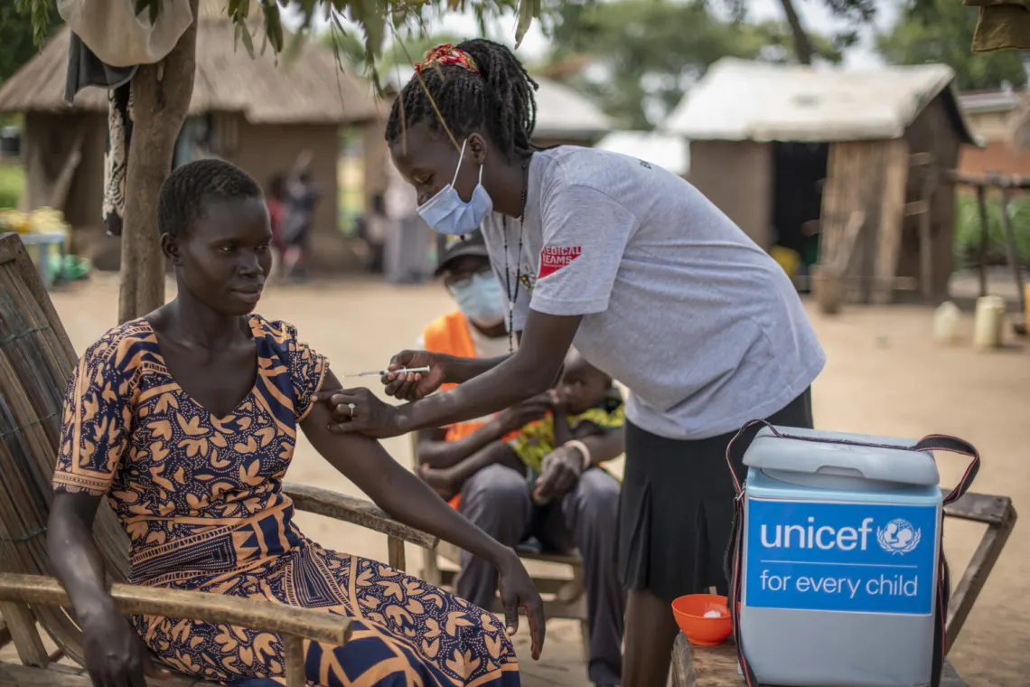 Nancy being vaccinated