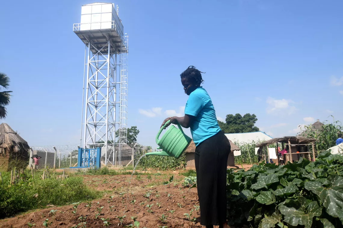 Gardening using water provided by UNICEF