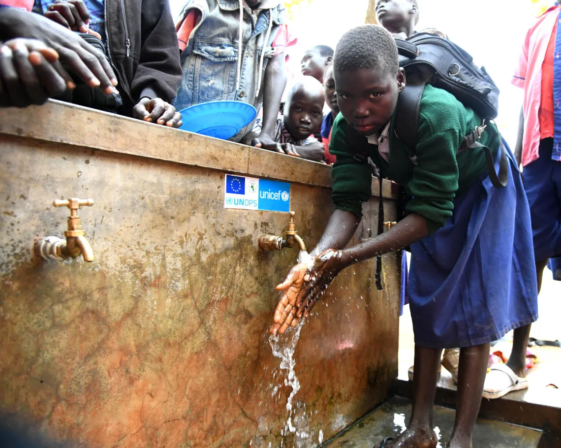 Gladys washing her hands