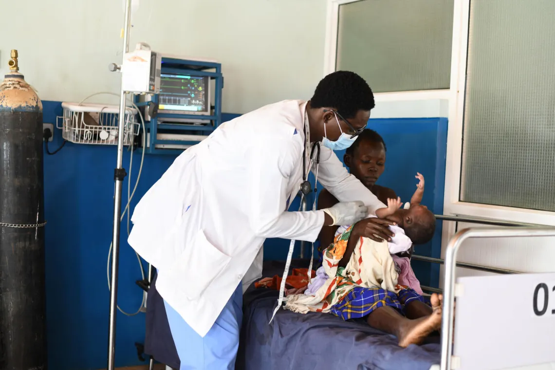 Patient receiving treatment at a health centre were water has been provided