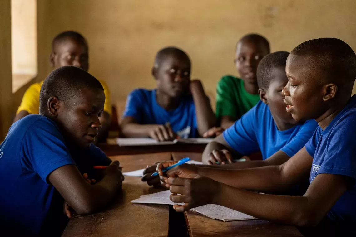 Girls engage on a class discussion during classroom sessions.