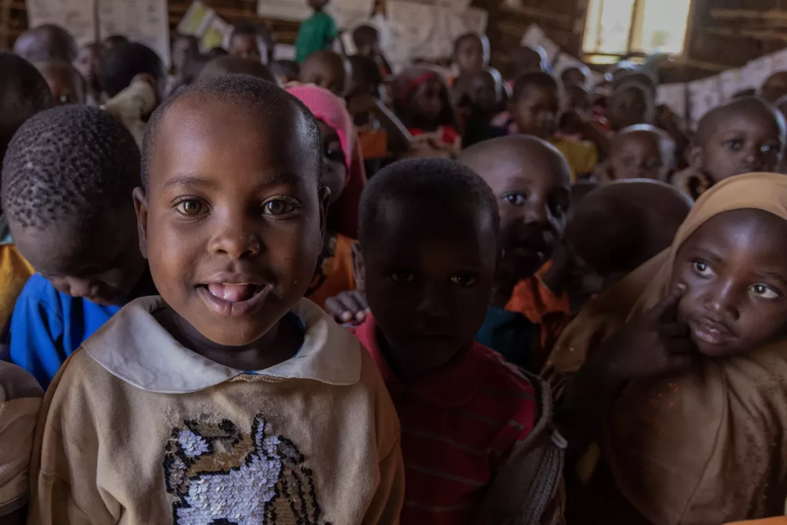 Children who attend school at Kasorora Primary and ECD School in Kamwenge District, where UNICEF Uganda supports WASH initiatives, hands-on skills training, and infrastructure development with support from The Church of Jesus Christ of Latter-day Saints.