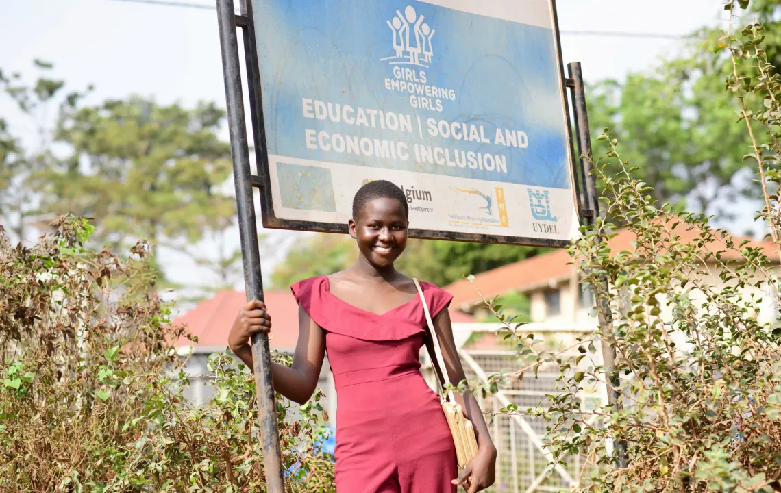Seventeen-year-old Amani Shalom, one of the beneficiaries of the Girls Empowering Girls (GEG) program at her former school, Police Children Primary School Kibuli. 