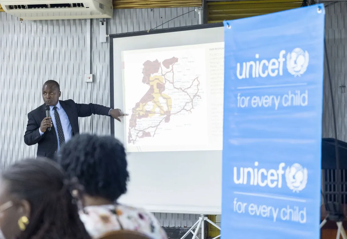 Edward Muganga, Risk Communication and Community Engagement Specialist at the Ministry of Health, leads a session on strengthening risk communication during public health emergencies