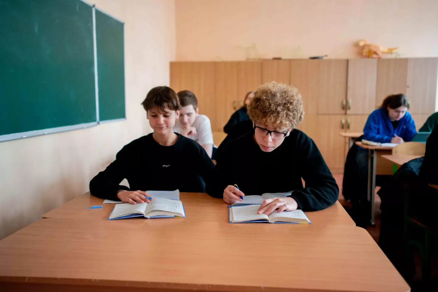High school students during a lesson