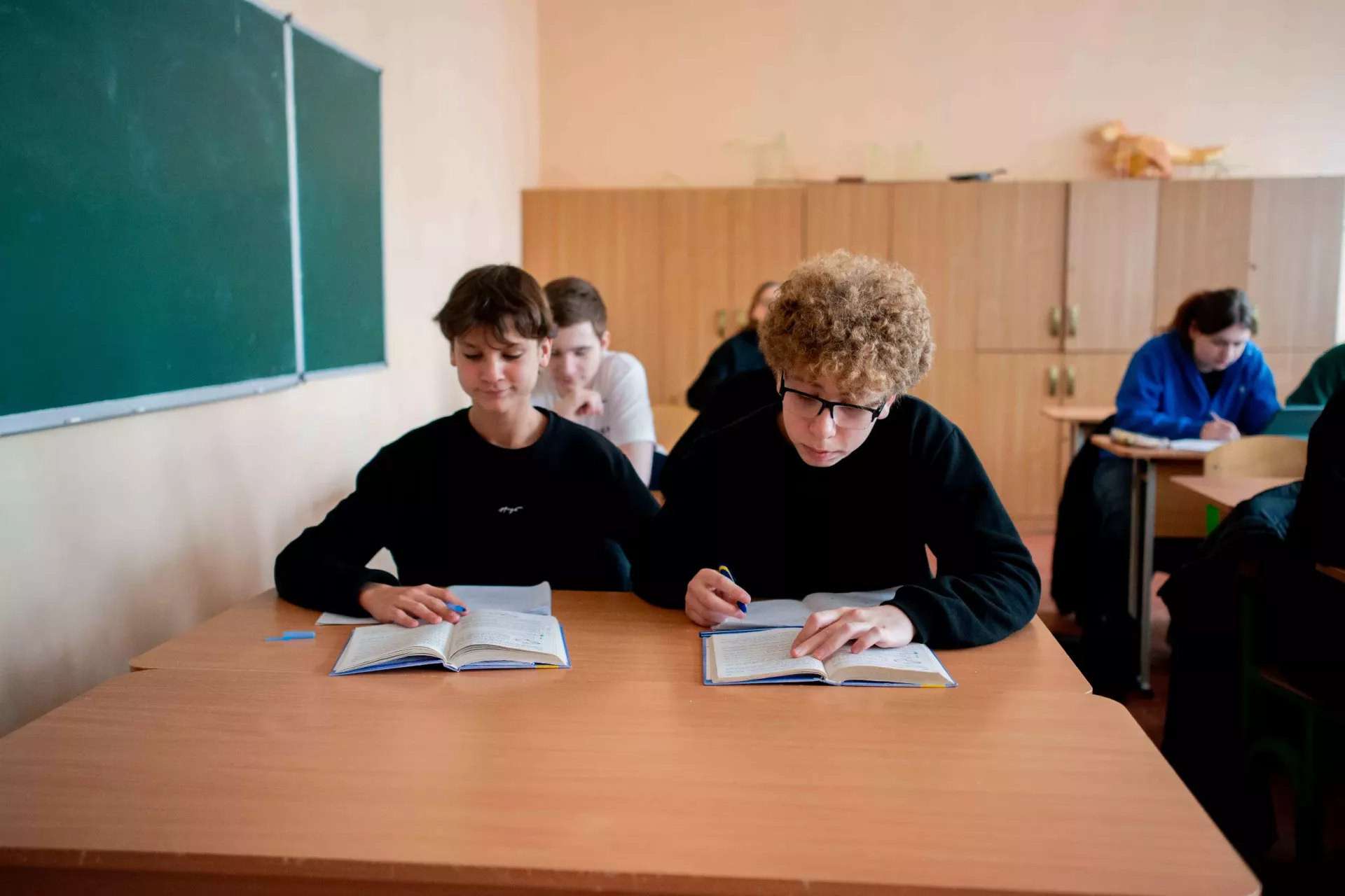 High school students during a lesson