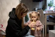 Two-year-old Eva with her mother, Daryna