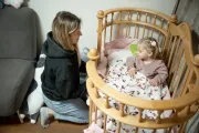 Two-year-old Eva with her mother, Daryna