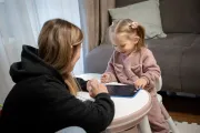 Two-year-old Eva with her mother, Daryna