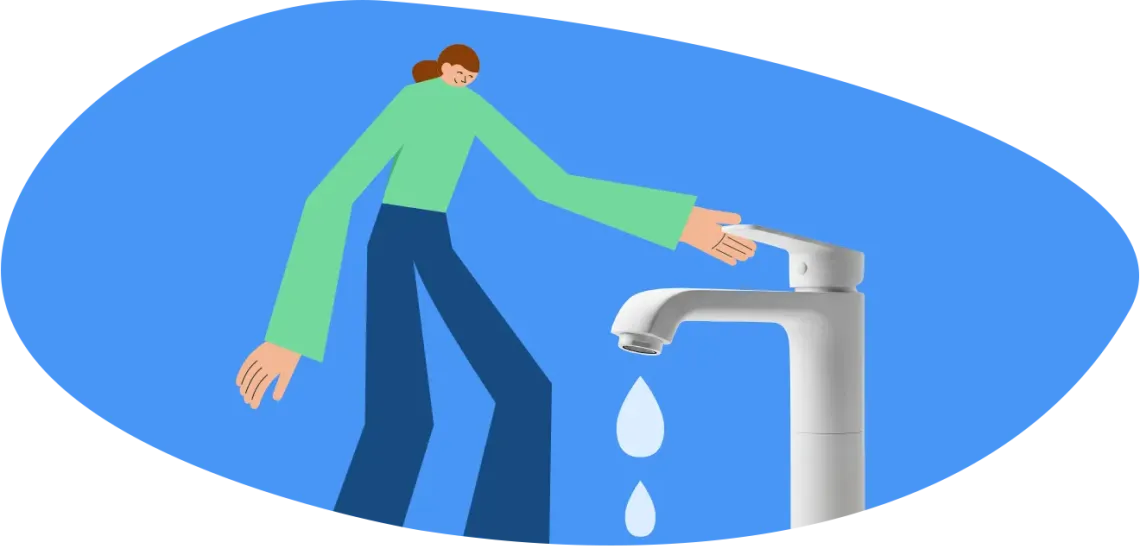An illustration of a woman checking tap water
