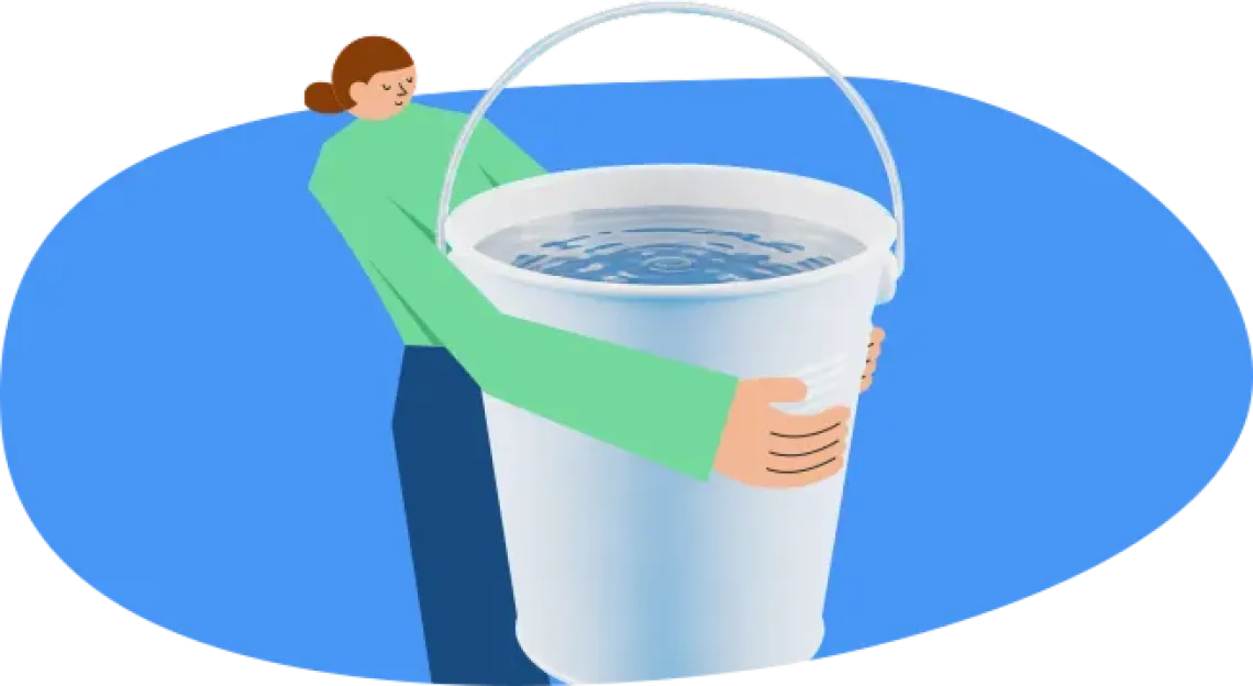 A picture of a woman holding a bucket
