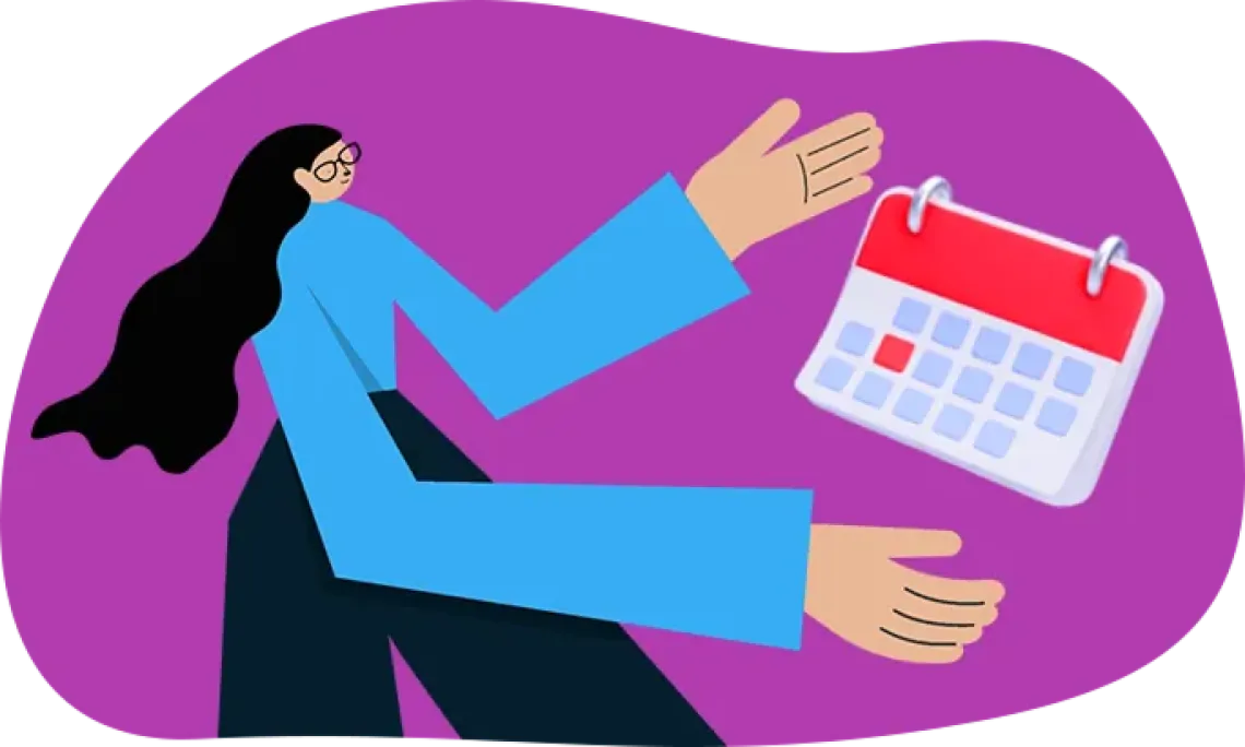 A woman holding a calendar