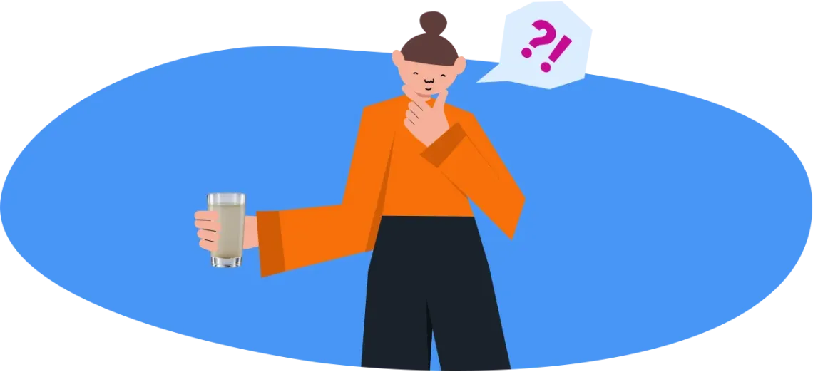 An illustration of a woman holding a glass of water