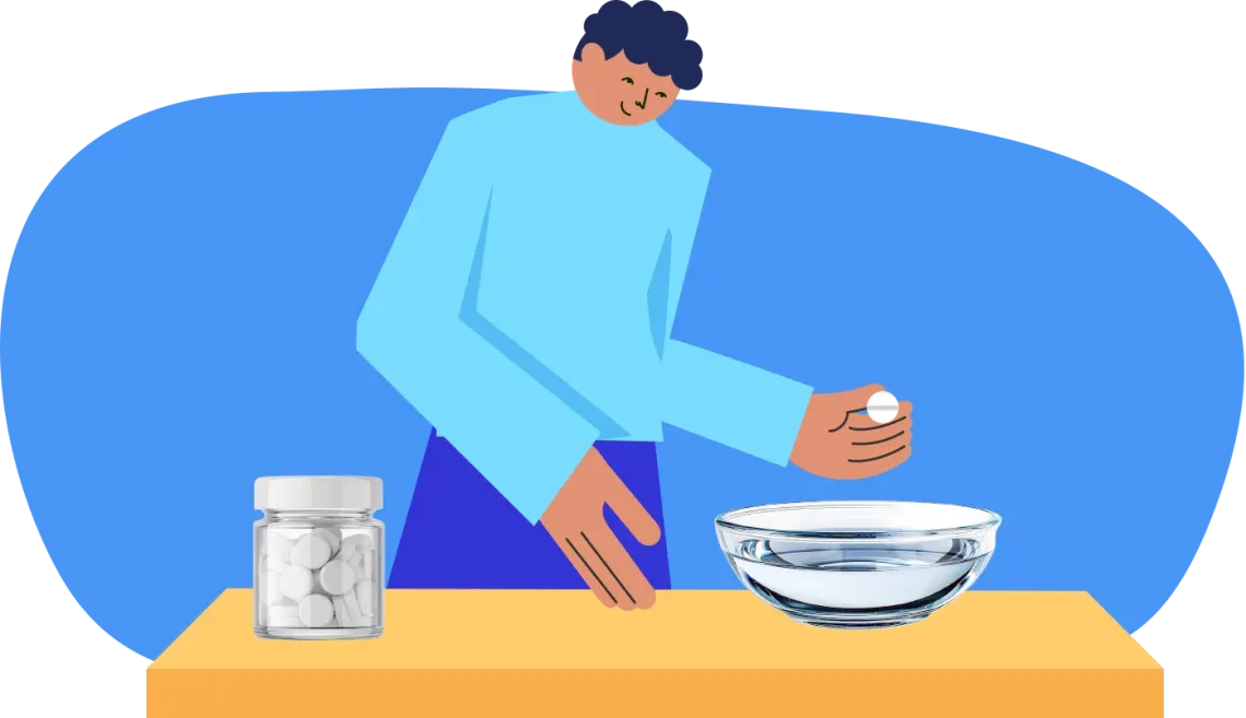 An illustration of a man chlorinating water