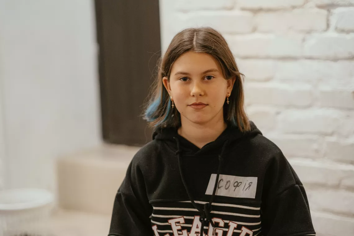 11-year-old student of the 6th grade Sofiia in the Kharkiv Science Kids space